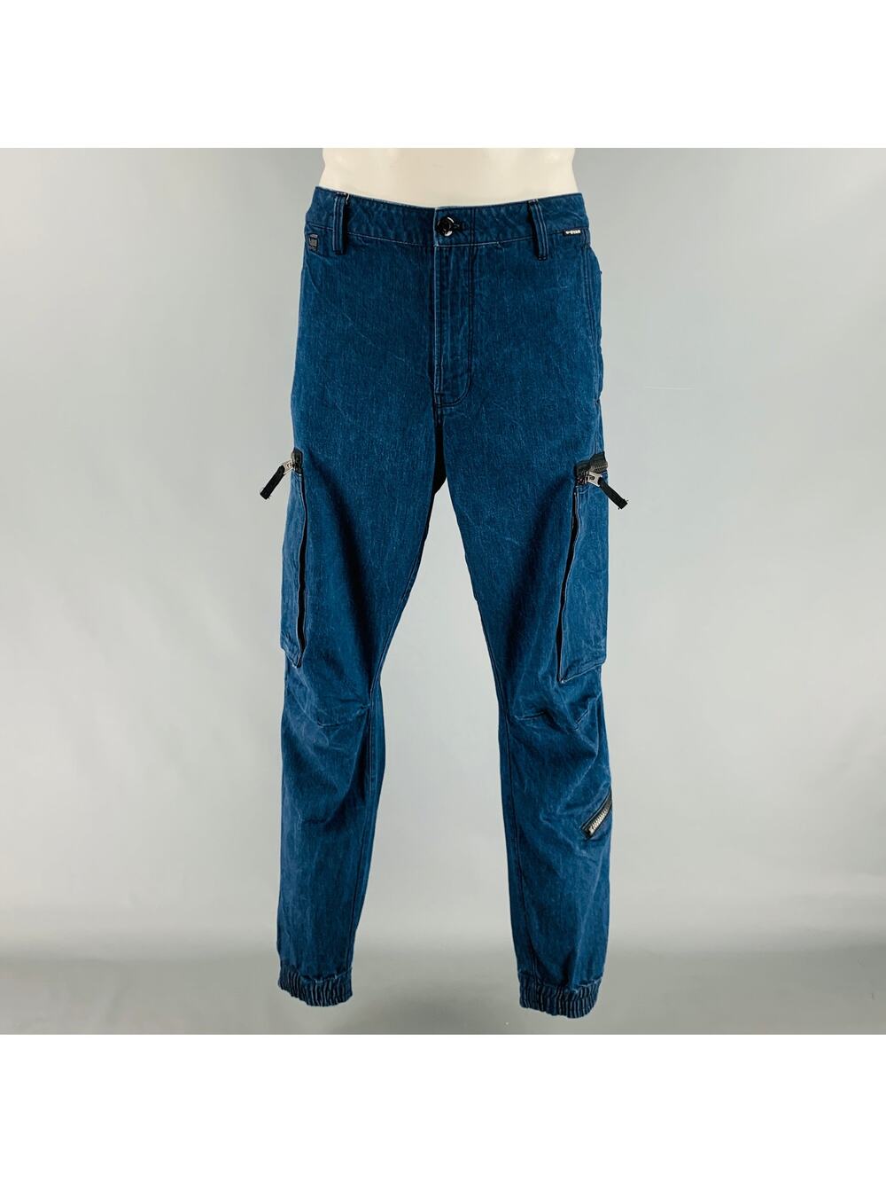 G-STAR Size 36 Indigo Solid Cotton Cargo Pockets Casual Pants